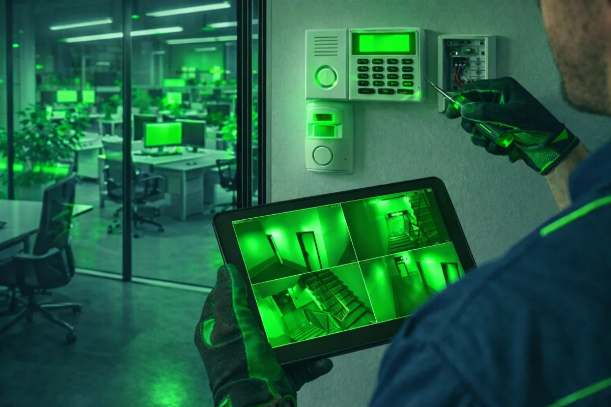 Instalação de alarme de segurança empresarial
